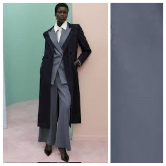 NWT. Massimo Dutti Studio Gray Viscose Blend Darted Wide-Leg Trousers. Size XS. - Picture 2 of 10